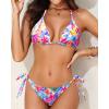 imageHolipick Two Piece Triangle Bikini Sets for Women String Bathing Suit Halter Top with Side Tie Bikini BottomColorful Floral