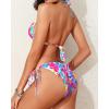 imageHolipick Two Piece Triangle Bikini Sets for Women String Bathing Suit Halter Top with Side Tie Bikini BottomColorful Floral