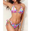 imageHolipick Two Piece Triangle Bikini Sets for Women String Bathing Suit Halter Top with Side Tie Bikini BottomColorful Floral