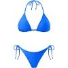 imageHolipick Two Piece Triangle Bikini Sets for Women String Bathing Suit Halter Top with Side Tie Bikini BottomLight Royal Blue