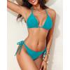 imageHolipick Two Piece Triangle Bikini Sets for Women String Bathing Suit Halter Top with Side Tie Bikini BottomTeal