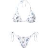 imageHolipick Two Piece Triangle Bikini Sets for Women String Bathing Suit Halter Top with Side Tie Bikini BottomWhite and Blue Floral