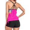imageHolipick Blouson Tankini Swimsuits for Women  Two Piece Tummy Control Bathing Suit with Shorts Modest SwimwearA Hot Pink