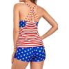 imageHolipick Blouson Tankini Swimsuits for Women  Two Piece Tummy Control Bathing Suit with Shorts Modest SwimwearAmerican Flag