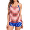 imageHolipick Blouson Tankini Swimsuits for Women  Two Piece Tummy Control Bathing Suit with Shorts Modest SwimwearAmerican Flag