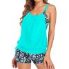 imageHolipick Blouson Tankini Swimsuits for Women  Two Piece Tummy Control Bathing Suit with Shorts Modest SwimwearAqua Green