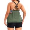 imageHolipick Blouson Tankini Swimsuits for Women  Two Piece Tummy Control Bathing Suit with Shorts Modest SwimwearArmy Green
