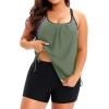 imageHolipick Blouson Tankini Swimsuits for Women  Two Piece Tummy Control Bathing Suit with Shorts Modest SwimwearArmy Green