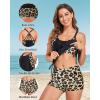 imageHolipick Blouson Tankini Swimsuits for Women  Two Piece Tummy Control Bathing Suit with Shorts Modest SwimwearBlack Leopard