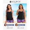 imageHolipick Blouson Tankini Swimsuits for Women  Two Piece Tummy Control Bathing Suit with Shorts Modest SwimwearBlack Purple