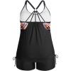 imageHolipick Blouson Tankini Swimsuits for Women  Two Piece Tummy Control Bathing Suit with Shorts Modest SwimwearBlack Tribal