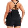 imageHolipick Blouson Tankini Swimsuits for Women  Two Piece Tummy Control Bathing Suit with Shorts Modest SwimwearBlack Tribal
