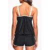 imageHolipick Blouson Tankini Swimsuits for Women  Two Piece Tummy Control Bathing Suit with Shorts Modest SwimwearBlack With Pocket
