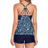 imageHolipick Blouson Tankini Swimsuits for Women  Two Piece Tummy Control Bathing Suit with Shorts Modest SwimwearBlue Flower