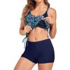 imageHolipick Blouson Tankini Swimsuits for Women  Two Piece Tummy Control Bathing Suit with Shorts Modest SwimwearBlue Flower