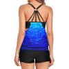 imageHolipick Blouson Tankini Swimsuits for Women  Two Piece Tummy Control Bathing Suit with Shorts Modest SwimwearBlue Gradient
