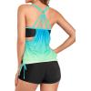 imageHolipick Blouson Tankini Swimsuits for Women  Two Piece Tummy Control Bathing Suit with Shorts Modest SwimwearBlue and Gradient