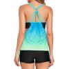 imageHolipick Blouson Tankini Swimsuits for Women  Two Piece Tummy Control Bathing Suit with Shorts Modest SwimwearBlue and Gradient