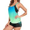 imageHolipick Blouson Tankini Swimsuits for Women  Two Piece Tummy Control Bathing Suit with Shorts Modest SwimwearBlue and Gradient