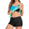 imageHolipick Blouson Tankini Swimsuits for Women  Two Piece Tummy Control Bathing Suit with Shorts Modest SwimwearBlue and Gradient