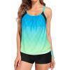 imageHolipick Blouson Tankini Swimsuits for Women  Two Piece Tummy Control Bathing Suit with Shorts Modest SwimwearBlue and Gradient