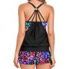 imageHolipick Blouson Tankini Swimsuits for Women  Two Piece Tummy Control Bathing Suit with Shorts Modest SwimwearColor Leopard