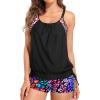 imageHolipick Blouson Tankini Swimsuits for Women  Two Piece Tummy Control Bathing Suit with Shorts Modest SwimwearColor Leopard