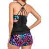 imageHolipick Blouson Tankini Swimsuits for Women  Two Piece Tummy Control Bathing Suit with Shorts Modest SwimwearColor Leopard