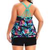 imageHolipick Blouson Tankini Swimsuits for Women  Two Piece Tummy Control Bathing Suit with Shorts Modest SwimwearColorful Floral