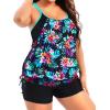 imageHolipick Blouson Tankini Swimsuits for Women  Two Piece Tummy Control Bathing Suit with Shorts Modest SwimwearColorful Floral