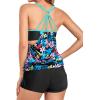 imageHolipick Blouson Tankini Swimsuits for Women  Two Piece Tummy Control Bathing Suit with Shorts Modest SwimwearColorful Leaves