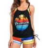 imageHolipick Blouson Tankini Swimsuits for Women  Two Piece Tummy Control Bathing Suit with Shorts Modest SwimwearColorful Palm Tree