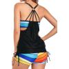 imageHolipick Blouson Tankini Swimsuits for Women  Two Piece Tummy Control Bathing Suit with Shorts Modest SwimwearColorful Palm Tree