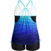 imageHolipick Blouson Tankini Swimsuits for Women  Two Piece Tummy Control Bathing Suit with Shorts Modest SwimwearDark Blue Gradient