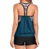 imageHolipick Blouson Tankini Swimsuits for Women  Two Piece Tummy Control Bathing Suit with Shorts Modest SwimwearDark Teal