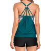 imageHolipick Blouson Tankini Swimsuits for Women  Two Piece Tummy Control Bathing Suit with Shorts Modest SwimwearGreen