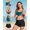 imageHolipick Blouson Tankini Swimsuits for Women  Two Piece Tummy Control Bathing Suit with Shorts Modest SwimwearGreen
