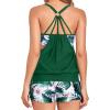 imageHolipick Blouson Tankini Swimsuits for Women  Two Piece Tummy Control Bathing Suit with Shorts Modest SwimwearGreen Leaf