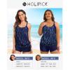 imageHolipick Blouson Tankini Swimsuits for Women  Two Piece Tummy Control Bathing Suit with Shorts Modest SwimwearNavy Stripe