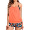 imageHolipick Blouson Tankini Swimsuits for Women  Two Piece Tummy Control Bathing Suit with Shorts Modest SwimwearOrange Floral