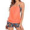 imageHolipick Blouson Tankini Swimsuits for Women  Two Piece Tummy Control Bathing Suit with Shorts Modest SwimwearOrange Floral
