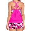 imageHolipick Blouson Tankini Swimsuits for Women  Two Piece Tummy Control Bathing Suit with Shorts Modest SwimwearPink Floral