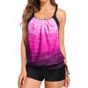 imageHolipick Blouson Tankini Swimsuits for Women  Two Piece Tummy Control Bathing Suit with Shorts Modest SwimwearPink Gradient