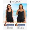 imageHolipick Blouson Tankini Swimsuits for Women  Two Piece Tummy Control Bathing Suit with Shorts Modest SwimwearPure Black