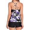 imageHolipick Blouson Tankini Swimsuits for Women  Two Piece Tummy Control Bathing Suit with Shorts Modest SwimwearPurple Flowers