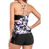 imageHolipick Blouson Tankini Swimsuits for Women  Two Piece Tummy Control Bathing Suit with Shorts Modest SwimwearPurple Flowers