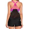 imageHolipick Blouson Tankini Swimsuits for Women  Two Piece Tummy Control Bathing Suit with Shorts Modest SwimwearPurple Geometric