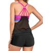 imageHolipick Blouson Tankini Swimsuits for Women  Two Piece Tummy Control Bathing Suit with Shorts Modest SwimwearPurple Geometric