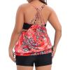 imageHolipick Blouson Tankini Swimsuits for Women  Two Piece Tummy Control Bathing Suit with Shorts Modest SwimwearRed Floral