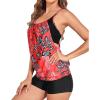 imageHolipick Blouson Tankini Swimsuits for Women  Two Piece Tummy Control Bathing Suit with Shorts Modest SwimwearRed Floral